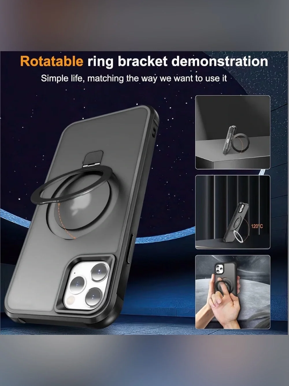 SKYLMW Black Mag Safe IPhone 12 Pro Max Magnetic Ring Phone Case